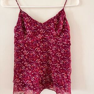 American Eagle floral blouse with ruffles